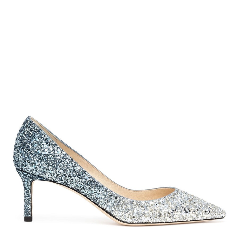 EUC JIMMY CHOO Romy 60 silver blue glitter pumps 36 $750 - Picture 2 of 13